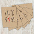 36ps Sr. e Sra. Thank You Notecards, Em Branco Dentro com Envelopes Kraft Mais Recentes Modelos De Cartão De Casamento